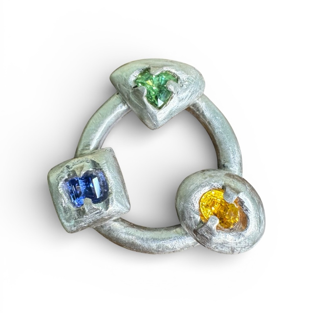 Geometric Silver Birthstone Pendant November September May Organic Rough Bezel